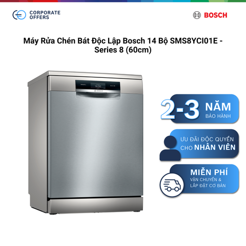 Máy Rửa Chén Bát Độc Lập Bosch 14 Bộ SMS8YCI01E - Series 8 (60cm)
