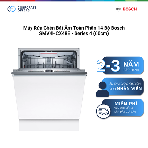 Máy Rửa Chén Bát Âm Toàn Phần 14 Bộ Bosch SMV4HCX48E - Series 4 (60cm)