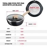Chảo nồi Tefal có nắp đa năng 3 trong 1 (22cm) - Đen
