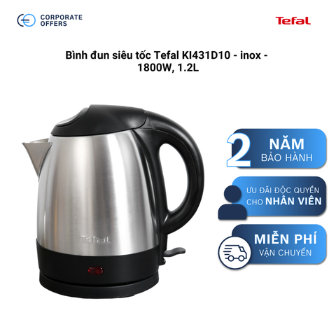[QUÀ TẶNG KHÔNG BÁN] Bình đun siêu tốc Tefal KI431D10 - inox - 1800W, 1.2L