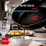 Chảo đúc cao cấp sâu lồng Tefal Robusto có miệng rót 28cm (Tặng 1 Dao gọt trái cây Tefal Comfort 9cm)
