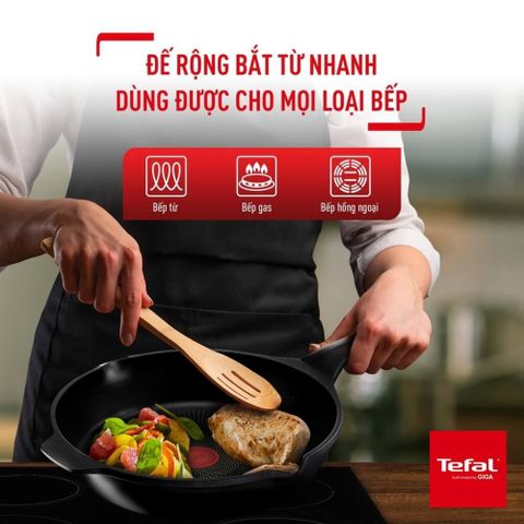 Chảo đúc cao cấp nướng, chiên Tefal Robusto có miệng rót 26cm