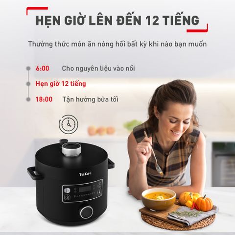 Nồi áp suất điện đa năng Tefal Turbo Cuisine 5L CY754830 (Tặng 1 Chảo chiên sâu lồng Tefal Day By Day 24cm)