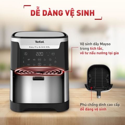 Nồi chiên không dầu Tefal 2in1 Easy Fry Grill 6.5L XXL EY801D15