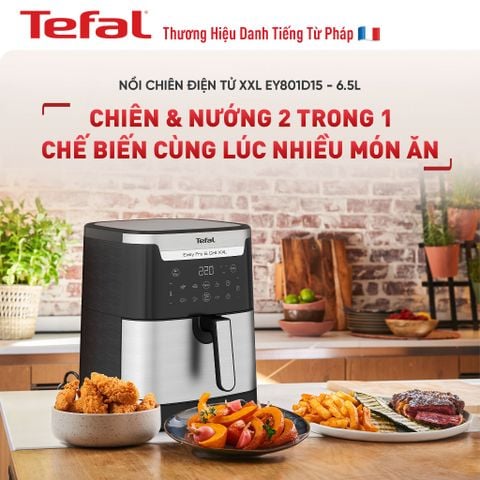 Nồi chiên không dầu Tefal 2in1 Easy Fry Grill 6.5L XXL EY801D15