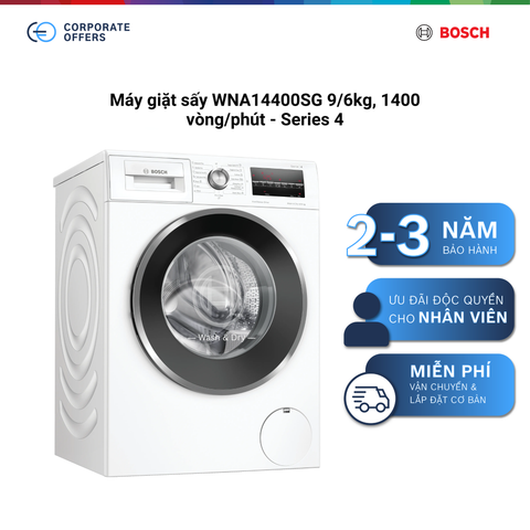 [Tặng bột vệ sinh máy giặt] Máy giặt sấy Bosch WNA14400SG 9/6kg, 1400 vòng/phút - Series 4