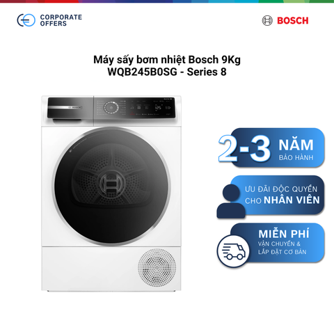 Máy sấy bơm nhiệt Bosch 9Kg WQB245B0SG - Series 8