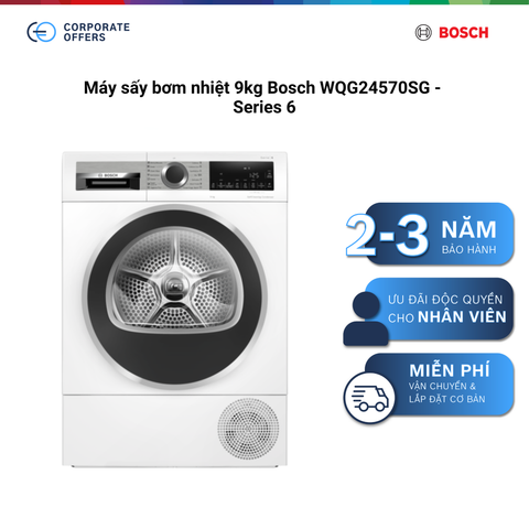 Máy sấy bơm nhiệt 9kg Bosch WQG24570SG - Series 6
