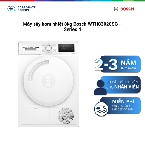 Máy sấy bơm nhiệt 8kg Bosch WTH83028SG - Series 4