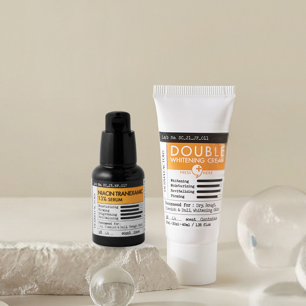  Combo DERMA FACTORY Dưỡng Sáng - Mờ Nám,Tàn Nhang (Double Whitening Cream & Niacin Tranexamic serum) 