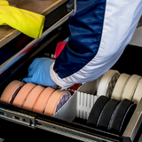  Phớt mút đánh bóng bước 1, màu đỏ, dùng để hiệu chỉnh bề mặt sơn ô tô 