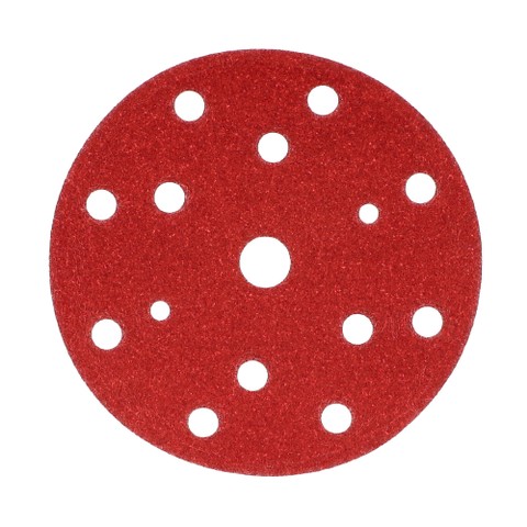  Giấy nhám tròn màu đỏ, dạng film nhựa, kích thước 150mm 