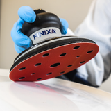  Giấy nhám tròn màu đỏ, dạng film nhựa, kích thước 150mm 