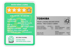 Máy giặt sấy Toshiba Inverter giặt 10.5 kg - sấy 7 kg TWD-T25BZU115MWV(MG)