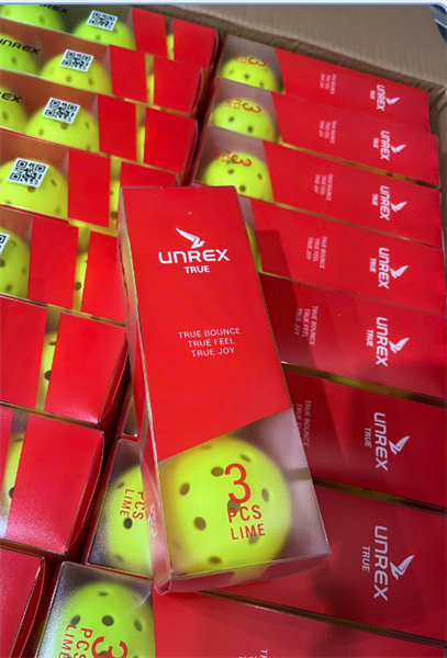 Bóng pickleball không viền Unrex True 3q ( màu xanh) có vỏ