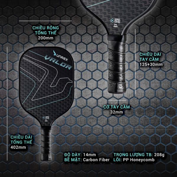 Unrex Pickleball VALOR Blue 14mm