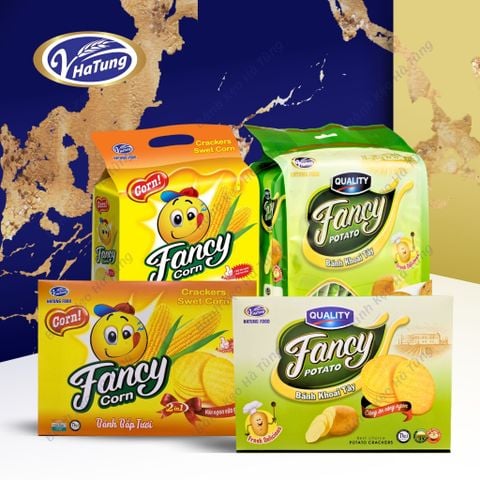 Bánh Quy Cracker Fancy - Hộp 275g, gói 210g, gói 500g, Vị bắp, khoai tây
