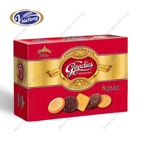 Bánh quy bơ Goodies - Hộp chữ nhật 200g, 2 màu xanh, đỏ