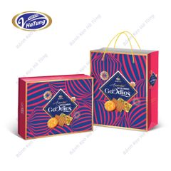 Bánh quy bơ thập cẩm nhiều vị Goodies - Hộp quà kèm túi 300g, 2 màu vàng, tím