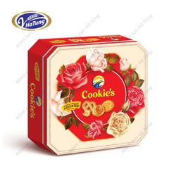 Bánh quy bơ Hoa Hồng - Hộp 120g - 260g, 3 màu xanh, vàng, đỏ