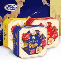 Bánh quy bơ Hoa Hồng - Hộp 120g - 260g, 3 màu xanh, vàng, đỏ