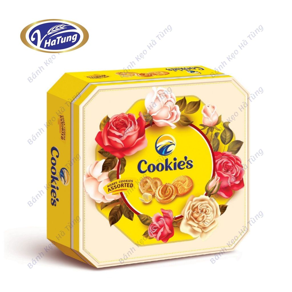 Bánh quy bơ Hoa Hồng - Hộp 120g - 260g, 3 màu xanh, vàng, đỏ