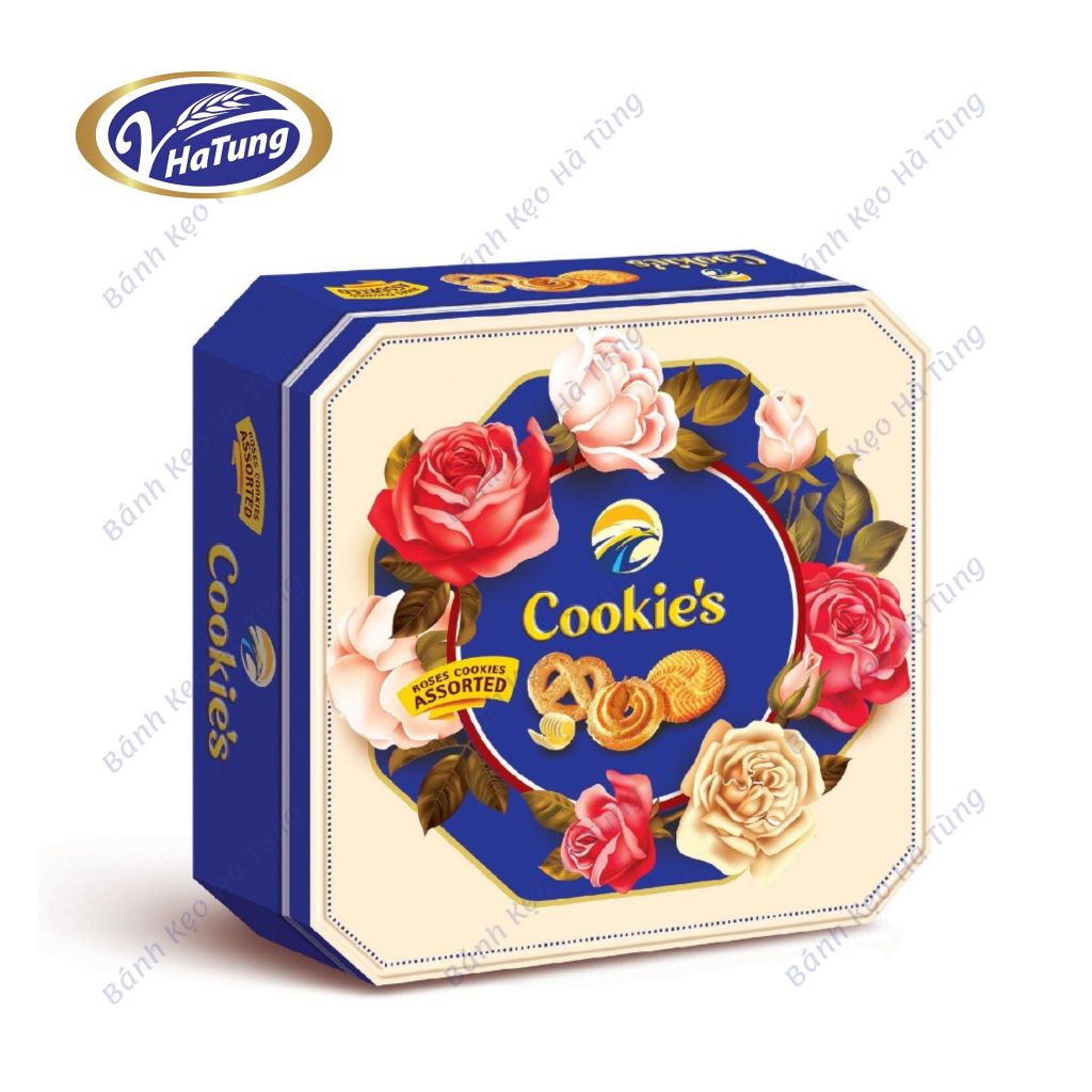 Bánh quy bơ Hoa Hồng - Hộp 120g - 260g, 3 màu xanh, vàng, đỏ