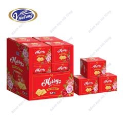Bánh quy healthy hạt chia Merry - Lốc 12 hộp, 3 màu vàng, xanh, đỏ