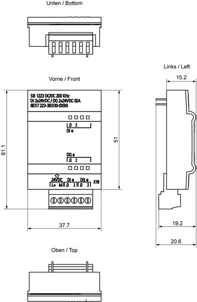 6ES7223-3BD30-0XB0 SIMATIC S7-1200 SB 1223 DI 2x24 V DC/DQ 2x24 V DC 200 kHz Siemens