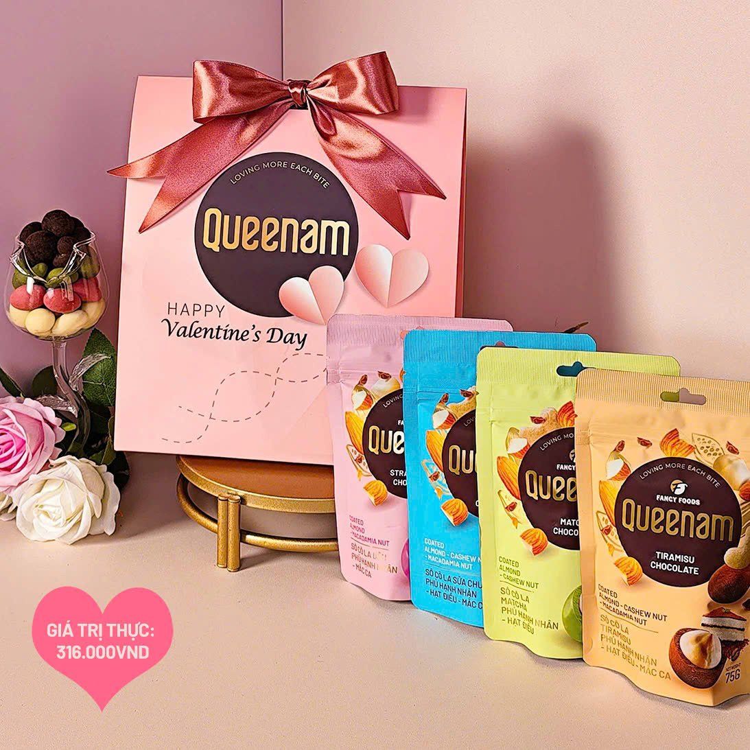  Túi set quà Socola Queenam 4 gói 75 gram 