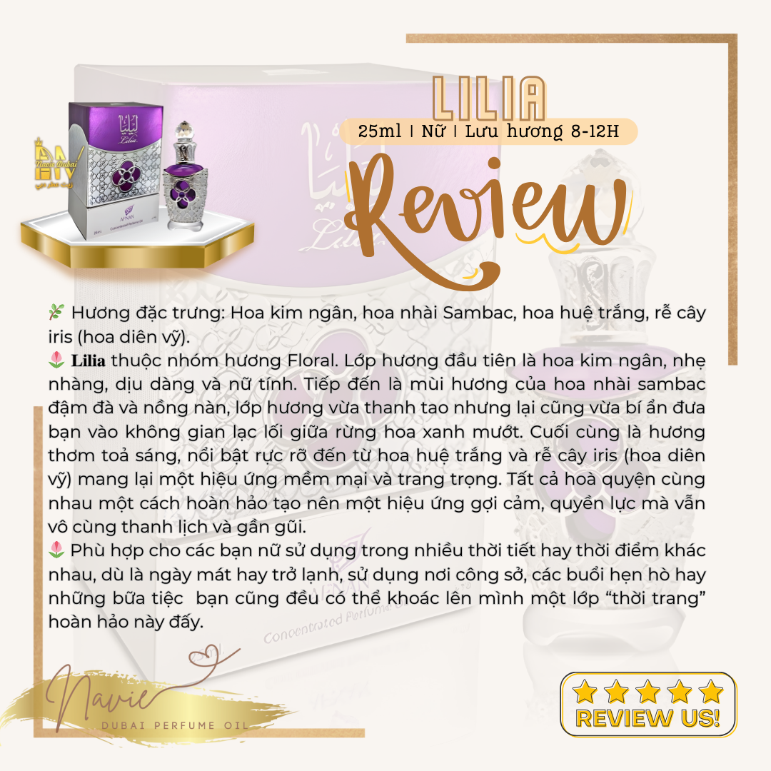  [Navie Dubai] Lilia • Tinh dầu nước hoa Nội Địa Dubai 