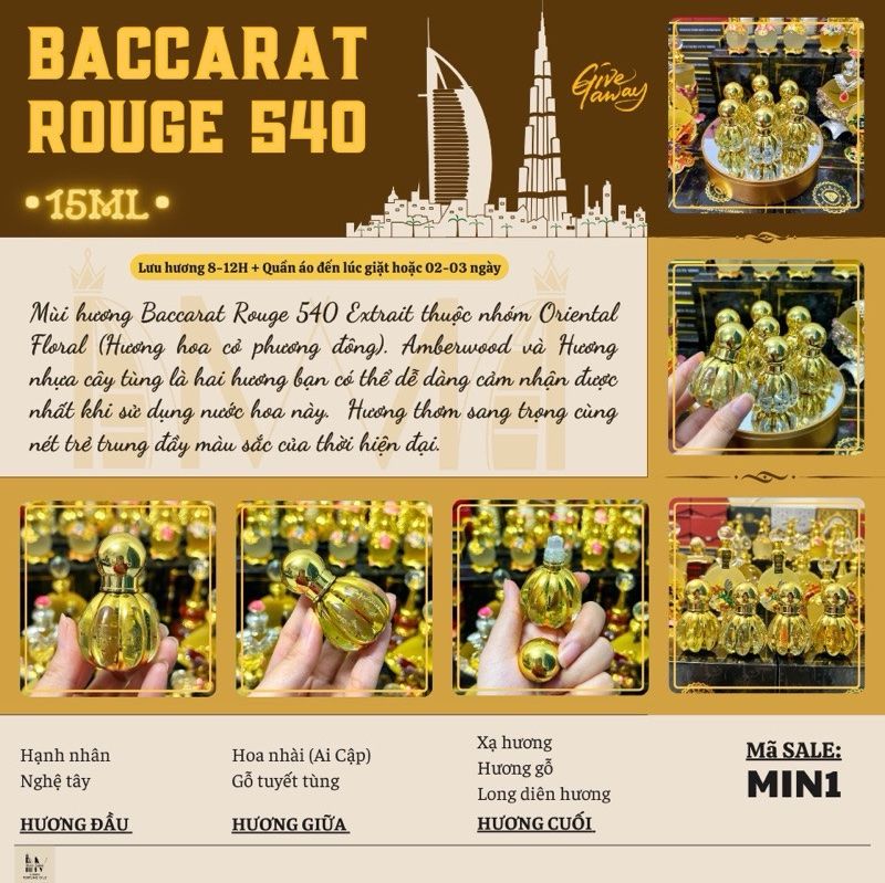  [SALE] Navie Dubai Chai lăn tinh dầu kiểu 15ml 