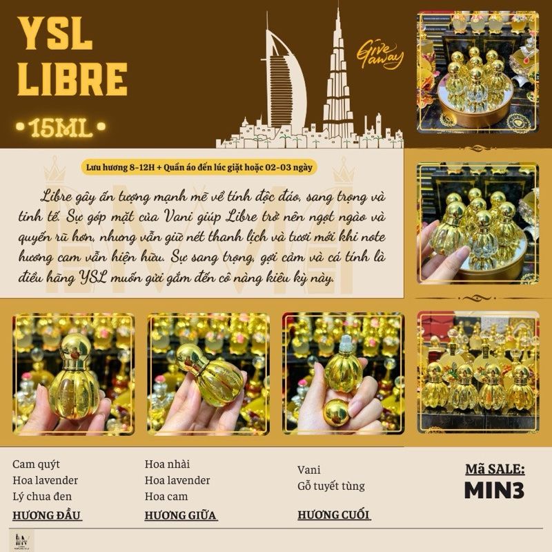  [SALE] Navie Dubai Chai lăn tinh dầu kiểu 15ml 