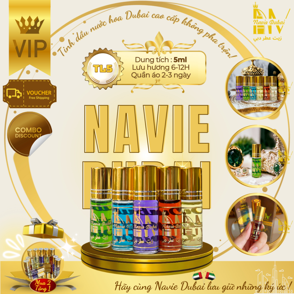  Thanh lăn 5ml Tinh dầu nước hoa Dubai cao cấp Loại 1 [Navie Dubai] 