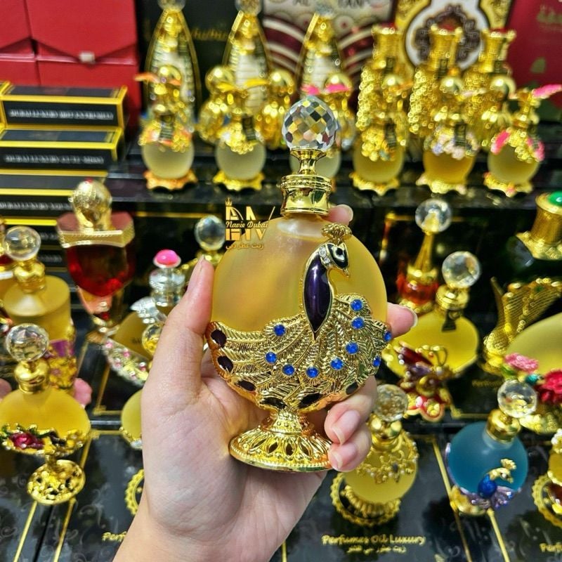  [SALE] Navie Dubai Tinh dầu nước hoa Dubai Chai Thiết kế Con công Vàng 30ml 