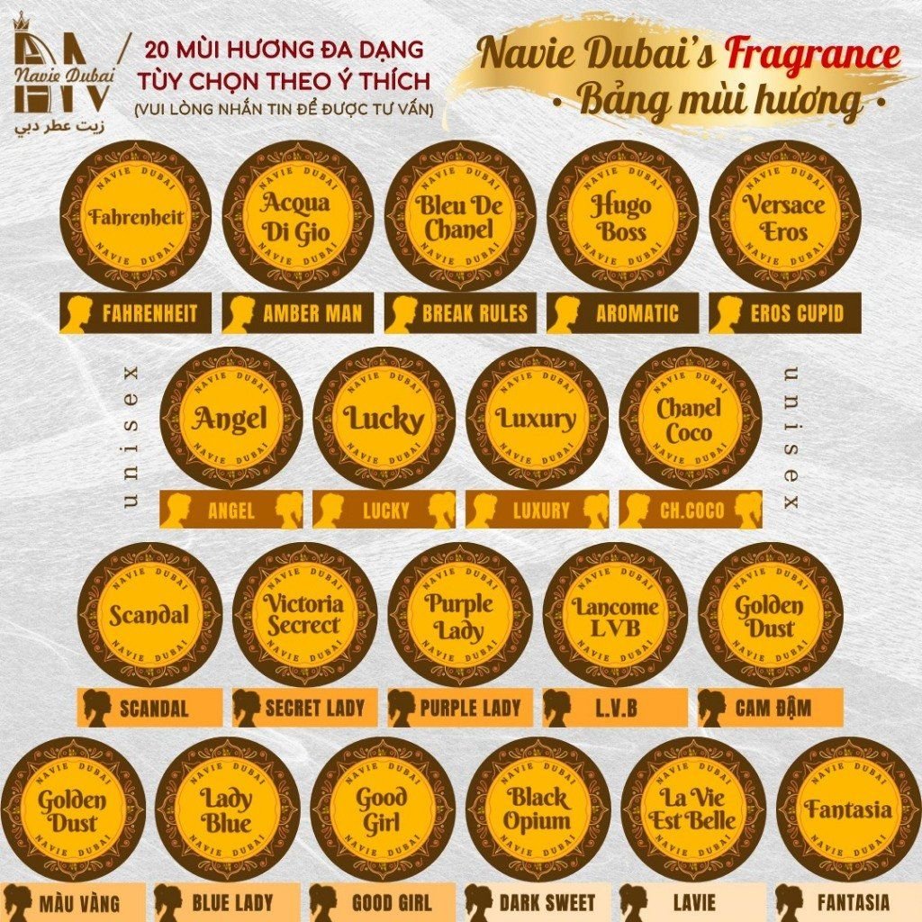  Thanh lăn 12ml Tinh dầu nước hoa Dubai cao cấp Loại 1 [Navie Dubai] 