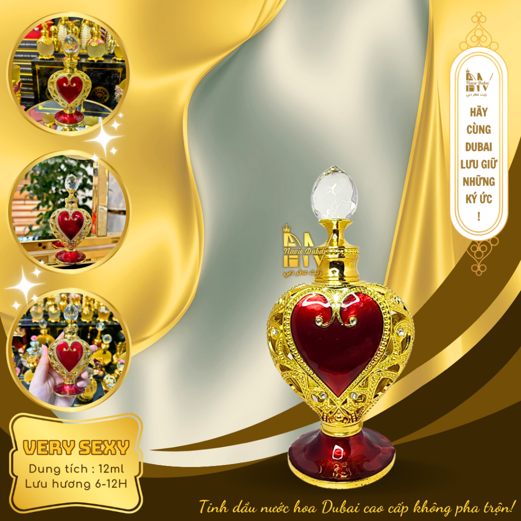  [SALE] Navie Dubai Tinh dầu nước hoa Dubai Chai Thiết kế Tim đỏ 