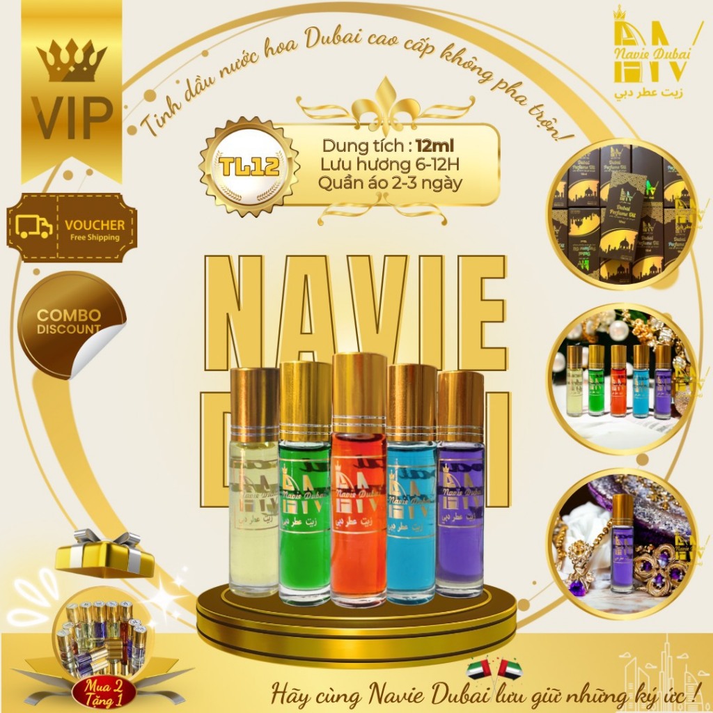  Thanh lăn 12ml Tinh dầu nước hoa Dubai cao cấp Loại 1 [Navie Dubai] 
