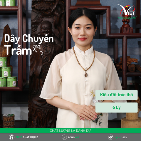 Dây Chuyền Trầm Hương Thiên Nhiên Kiểu Đốt Trúc Thô