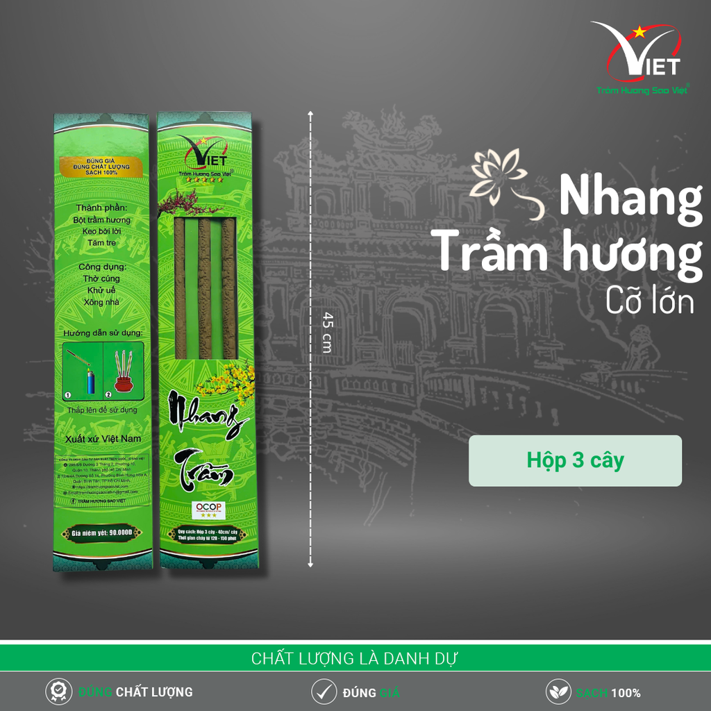 Nhang Trầm 3 Cây Cỡ Lớn Loại 4 Tấc
