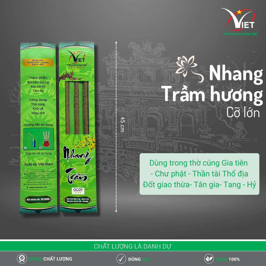 Nhang Trầm 3 Cây Cỡ Lớn Loại 4 Tấc