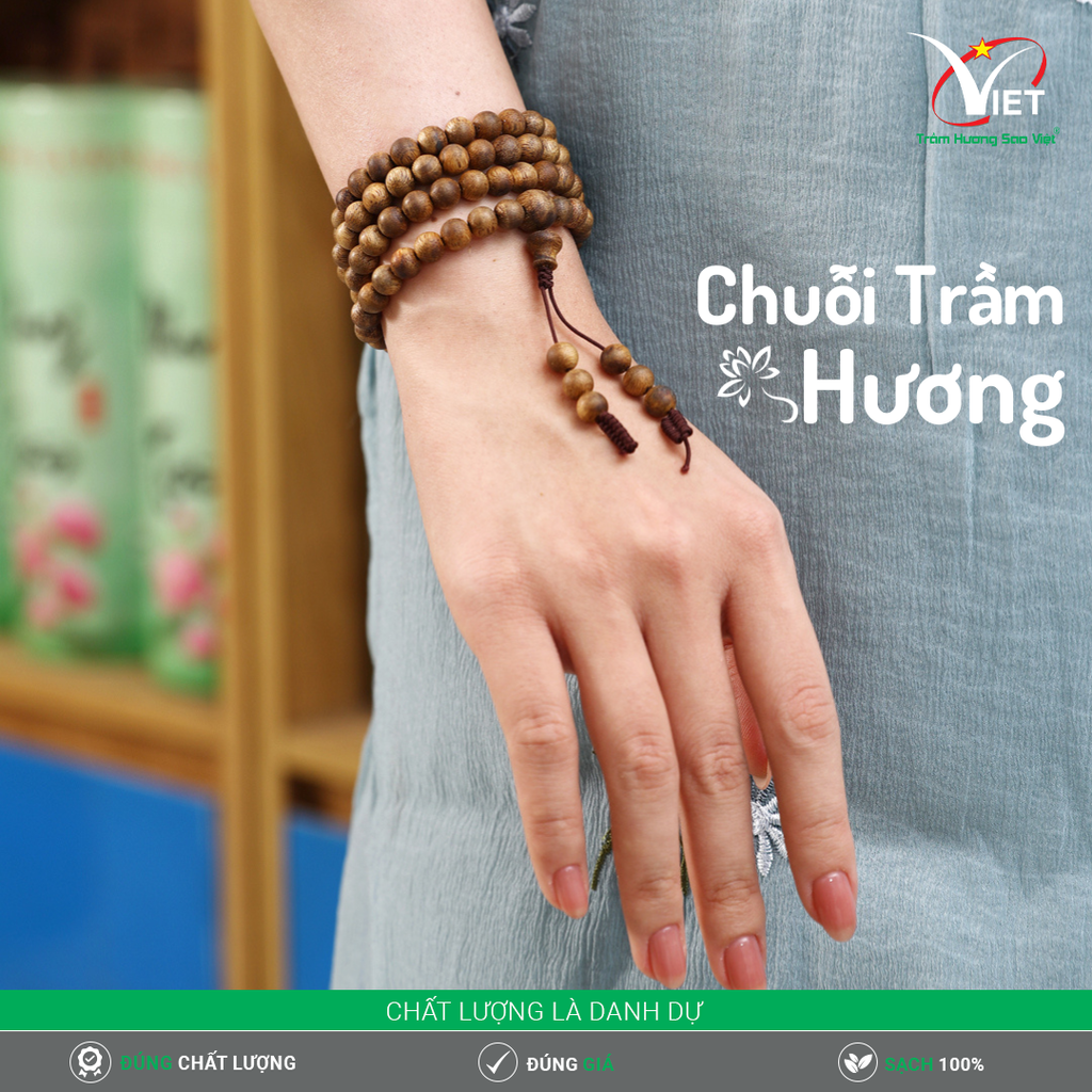 Chuỗi Trầm Tốc Thiên Nhiên 108 Hạt - Thanh Lịch - Mùi Thơm Dịu Nhẹ