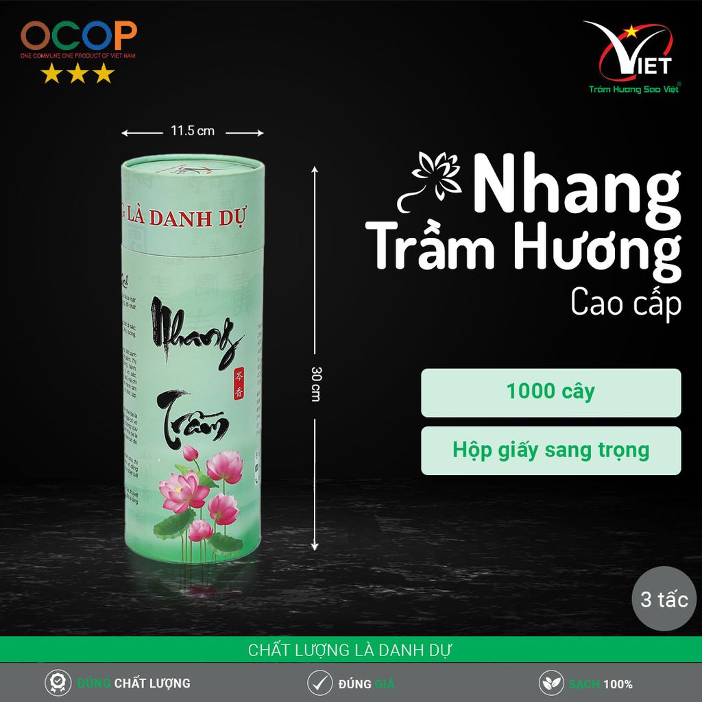 Nhang Trầm Hương Cao Cấp 3 Tấc Hộp Tròn 1 kg hơn 1000 Cây