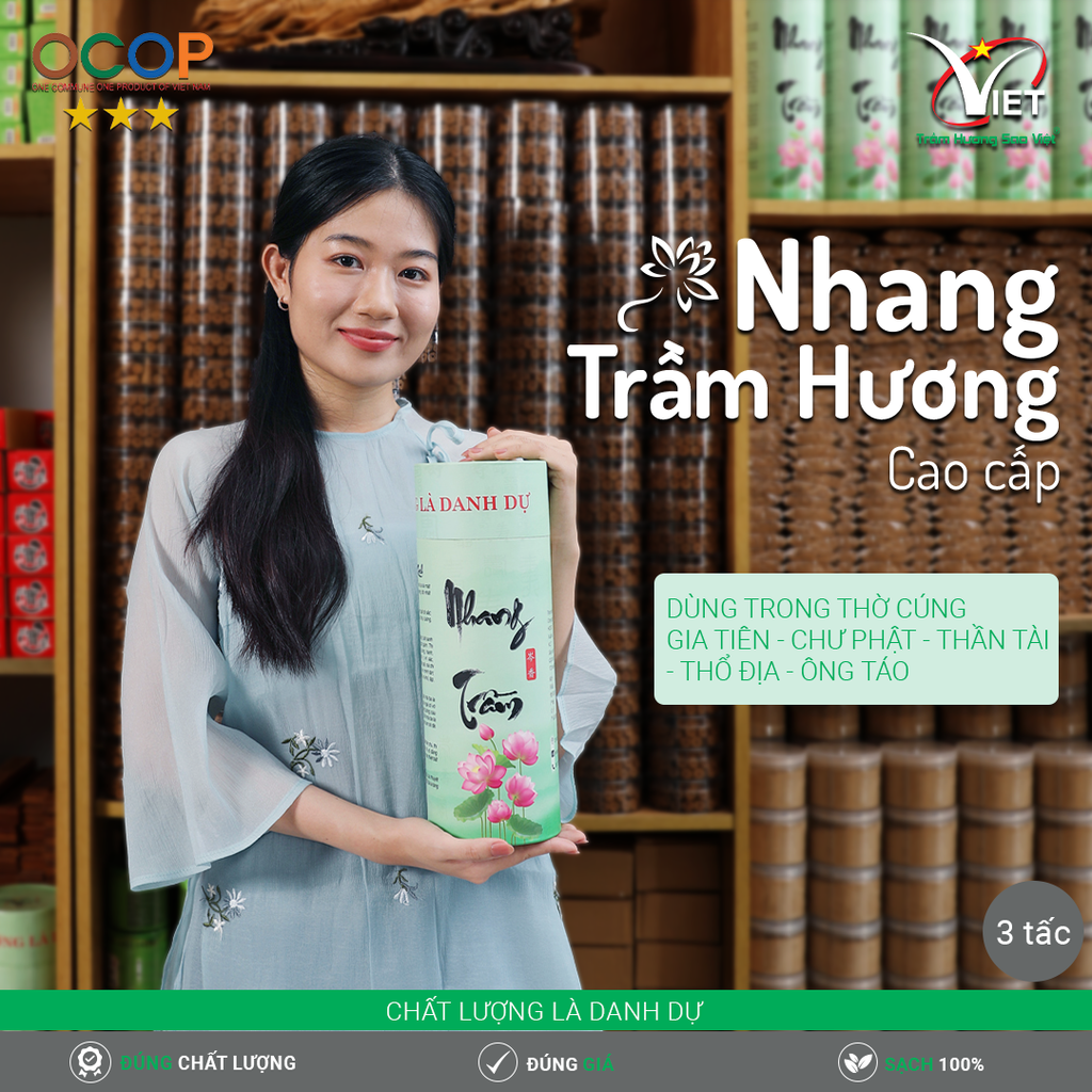 Nhang Trầm Hương Cao Cấp 3 Tấc Hộp Tròn 1 kg hơn 1000 Cây
