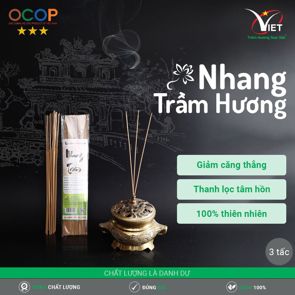 Nhang Trầm Hương 3 Tấc Thẻ ( Tép ) 100 Cây