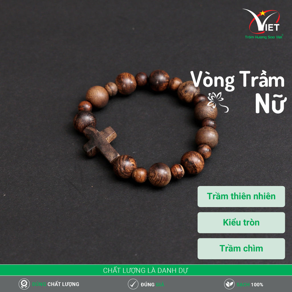Vòng Trầm Nữ Thiên Nhiên Kiểu Tròn - Trầm Chìm - Sang Trọng Và Khác Biệt