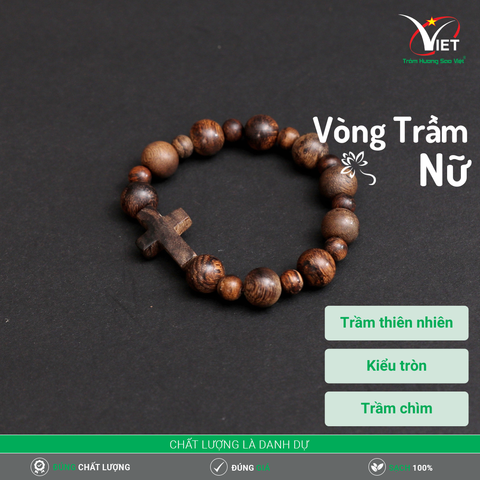 Vòng Trầm Nữ Thiên Nhiên Kiểu Tròn - Trầm Chìm - Sang Trọng Và Khác Biệt