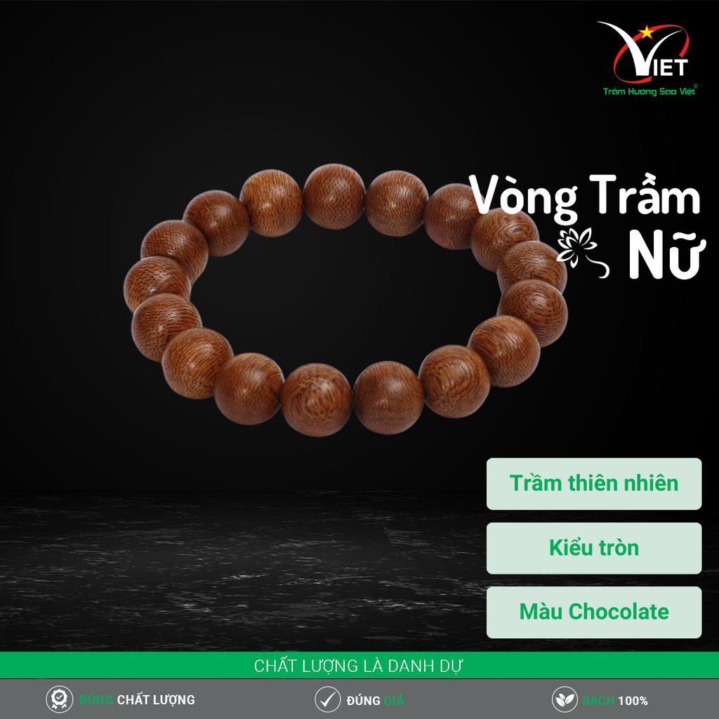 Vòng Trầm Hương Thiên Nhiên Màu Chocolate Hiếm Gặp - Dành Cho Nam Và Nữ- Mùi Thơm Đặc Biệt