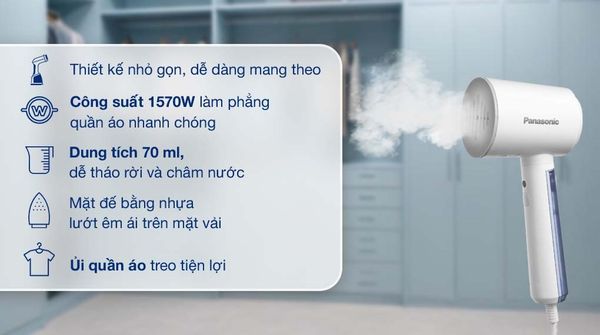 Bàn ủi hơi nước cầm tay Panasonic NI-GHD015WRA