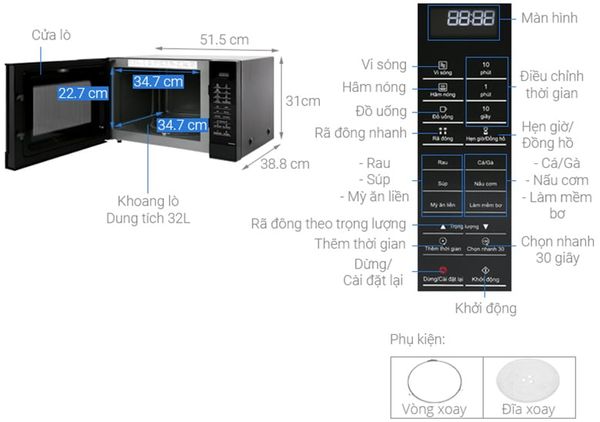 Lò Vi Sóng Panasonic NN-ST65JBYUE 32 lít